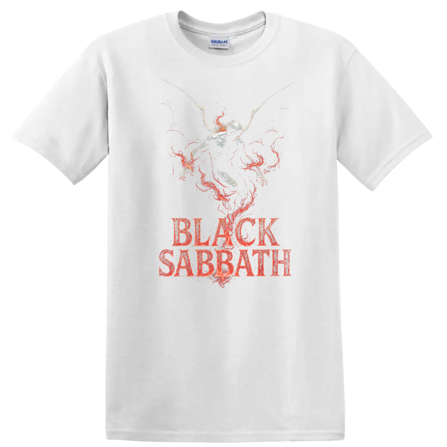 Black Sabbath Heavy Metal Legend Style T Shirt Retro Rock Graphic - White