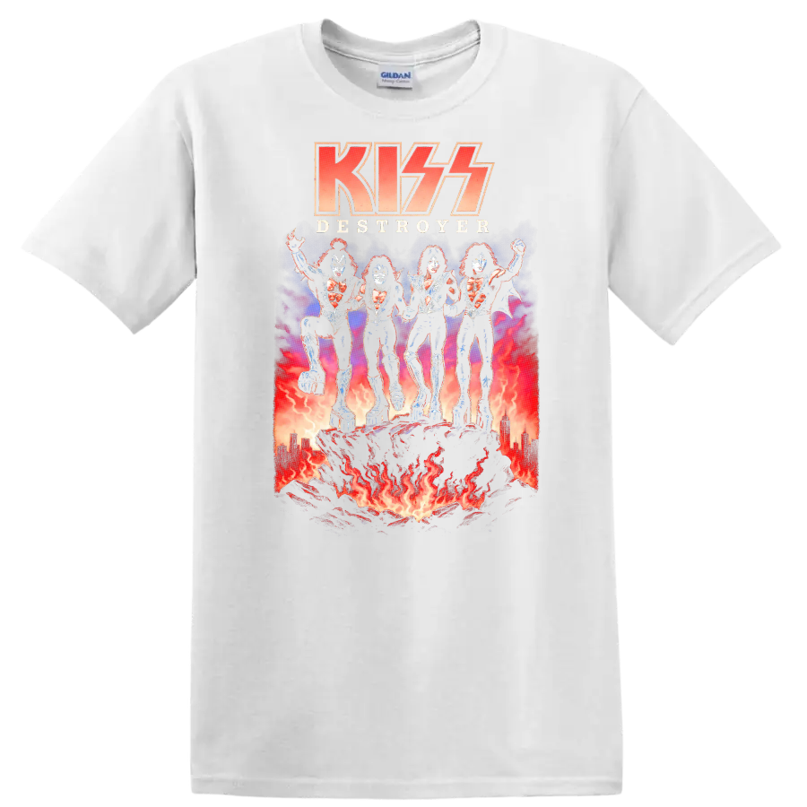 KISS Destroyer Retro Heavy Metal Album Cover Legend Style T Shirt - White