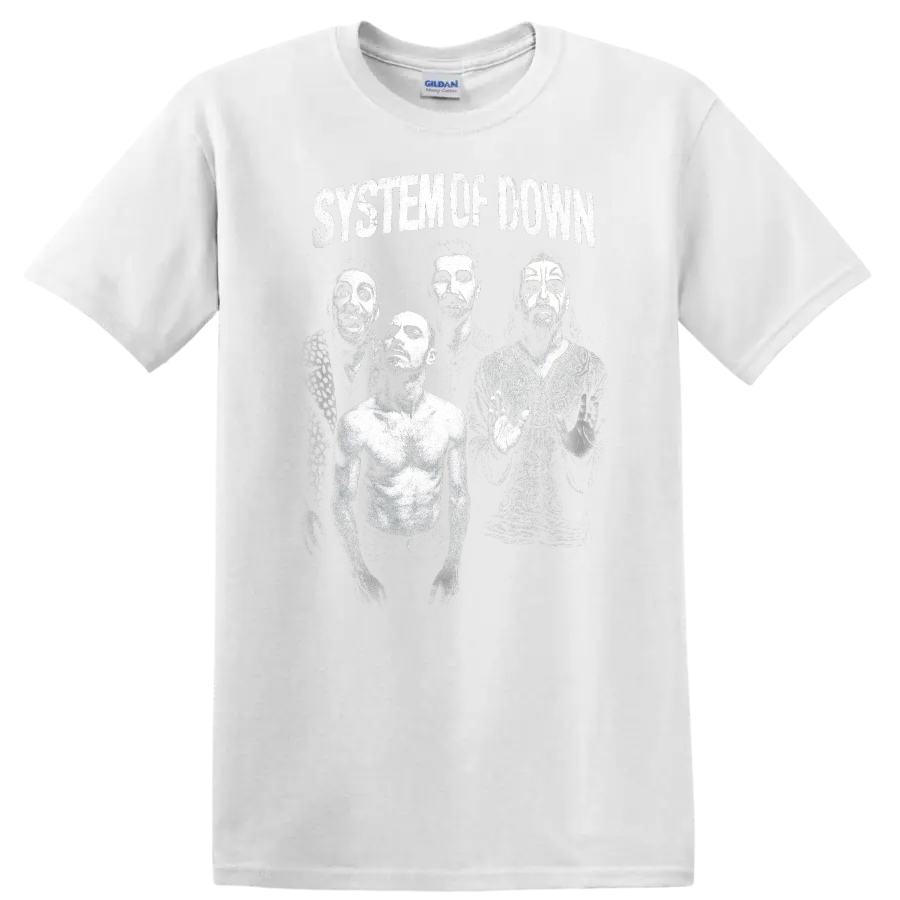 System Of Down Retro Rock Heavy Metal Band Album Cover Style T Shirt - White