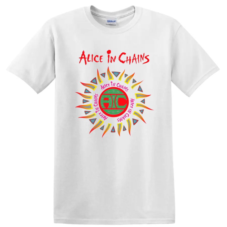 Alice In Chains Retro Heavy Metal Album Art T Shirt - White