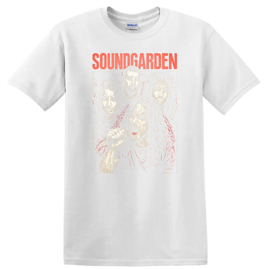 Soundgarden Retro Heavy Metal Album Cover Style T Shirt - White