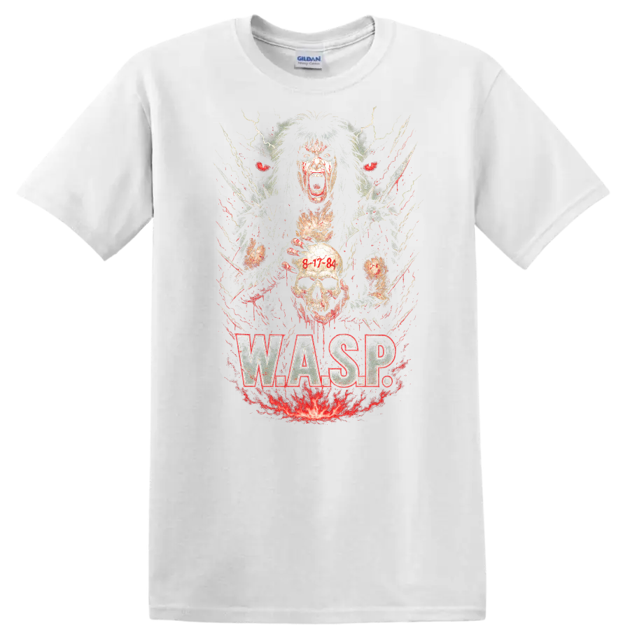 Retro Heavy Metal W.A.S.P. Skull Album Art T Shirt - White