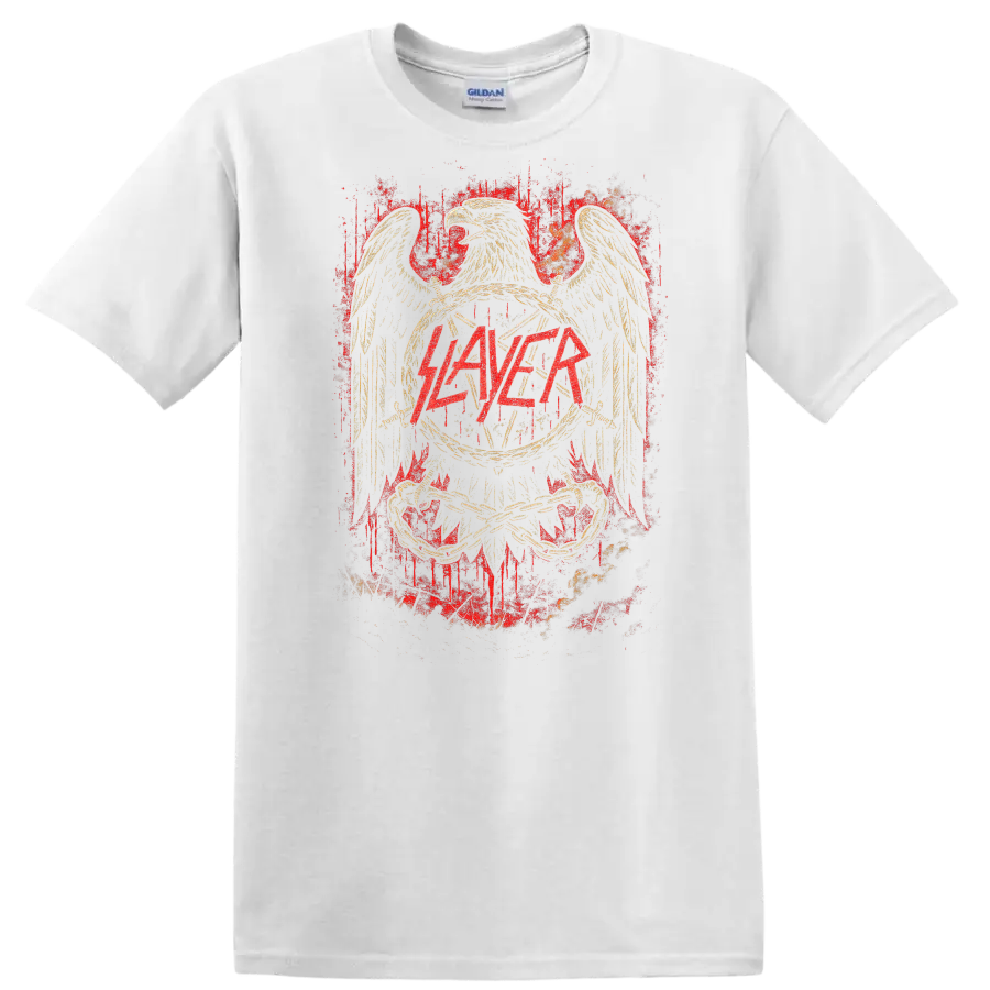 SLAYER Retro Heavy Metal Band Album Cover Style T Shirt - White