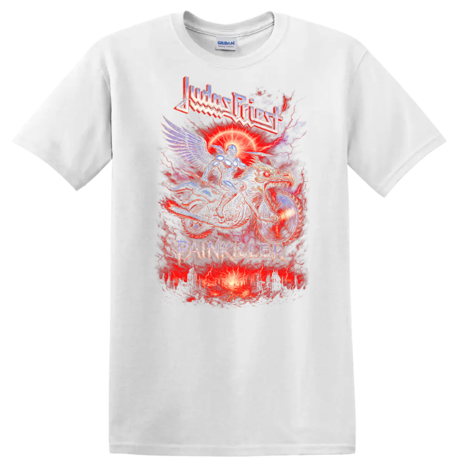 Judas Priest Painkiller Retro Heavy Metal Album Cover T Shirt - White