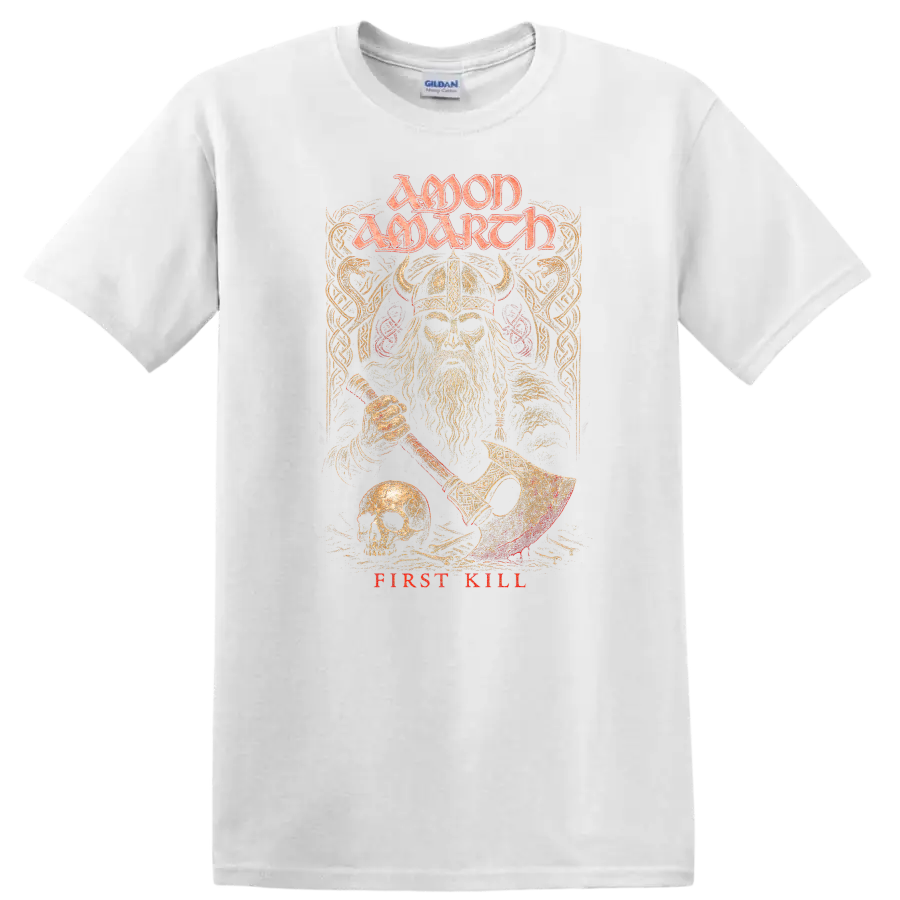 Moon March First Kill Viking Heavy Metal Retro Rock T Shirt - White