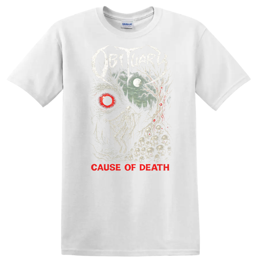 Death Metal Cause of Death Retro Heavy Metal Album Cover T Shirt - White