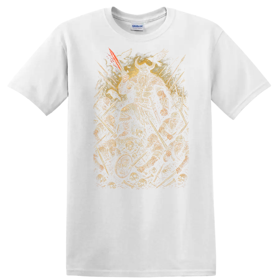 Retro Heavy Metal Warrior T Shirt Vintage Rock Album Cover Style - White