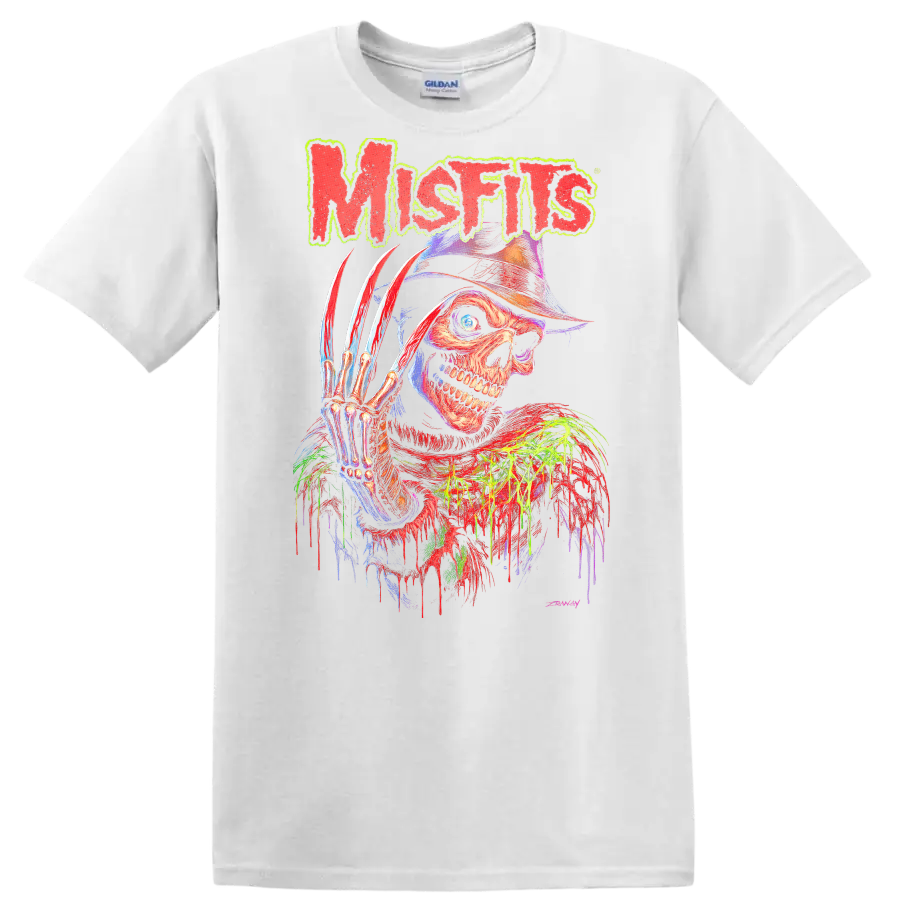 Mistfits Retro Horror Skull T Shirt Heavy Metal Album Cover Style - White