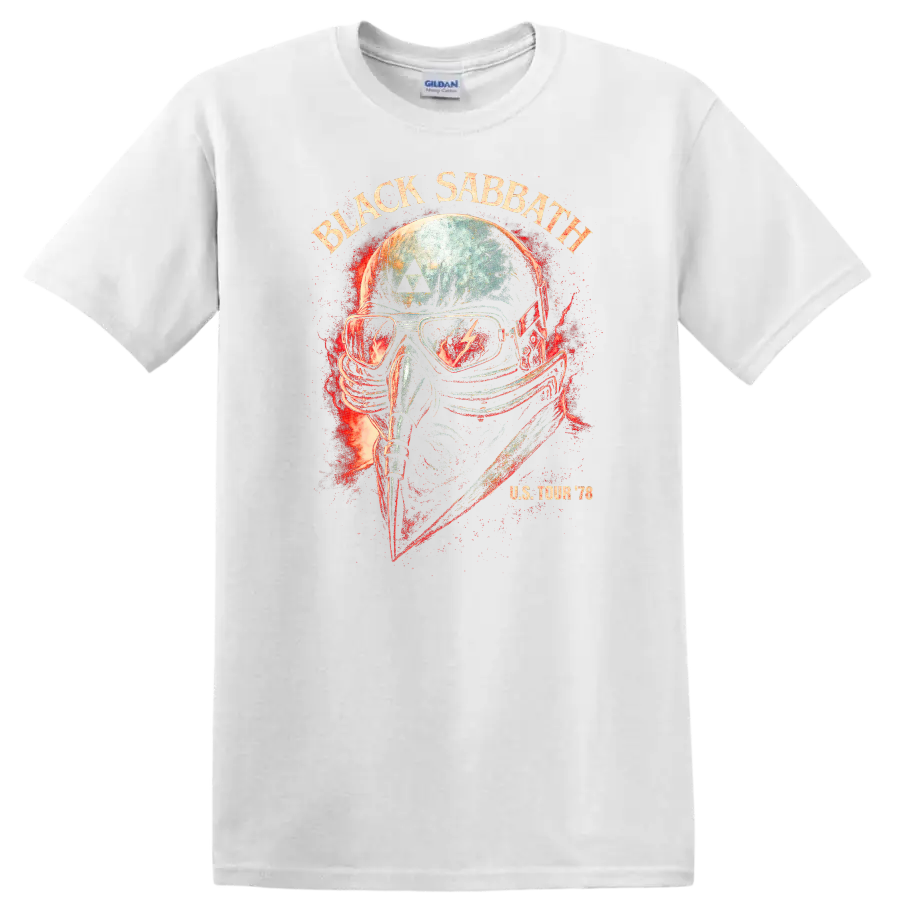 Black Sabbath Retro Heavy Metal Album Style T Shirt for Rock Fans - White