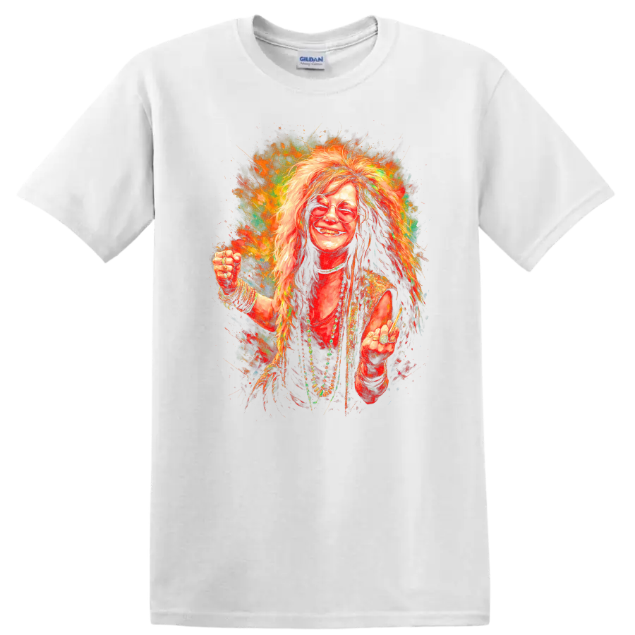 Retro Rock Legend Portrait T Shirt Heavy Metal Psychedelic Album Art - White