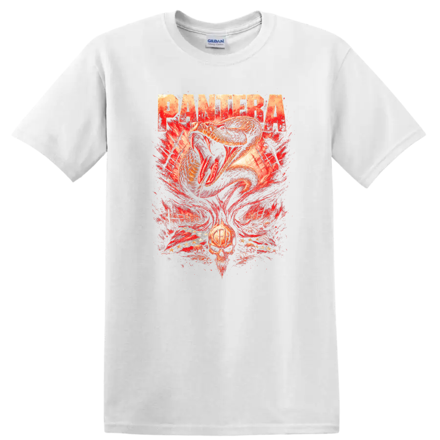 Pantera Retro Heavy Metal Snake Skull T Shirt Album Cover Style - White
