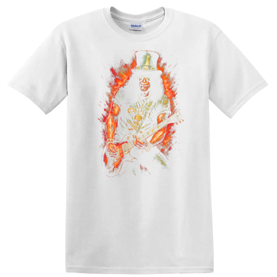 Retro Rock Heavy Metal Guitar Legend T Shirt for Music Fans - White