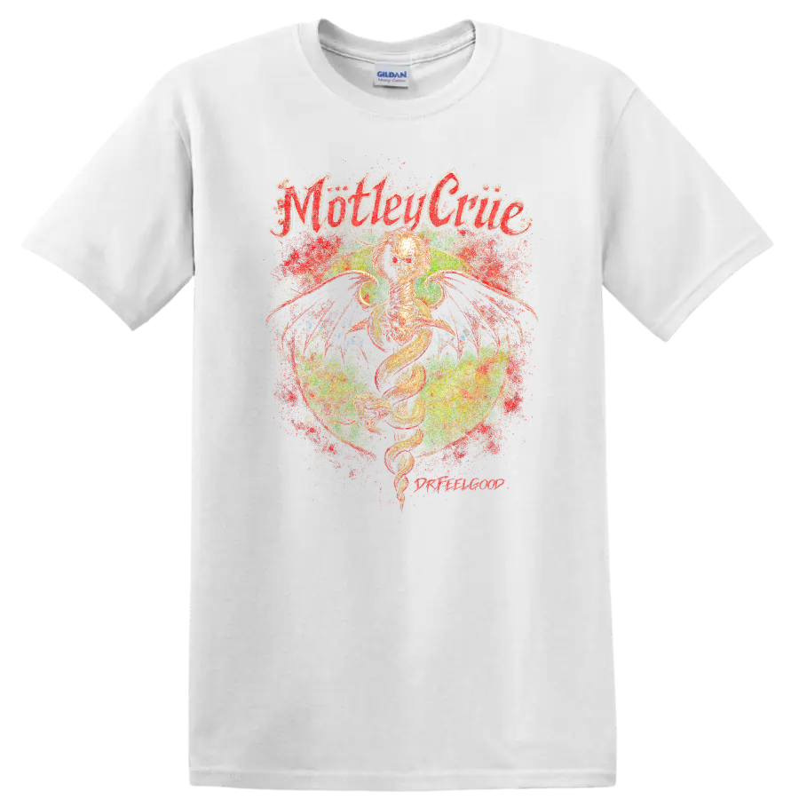 Motley Crue Retro Heavy Metal Album Cover Legend Style T Shirt - White