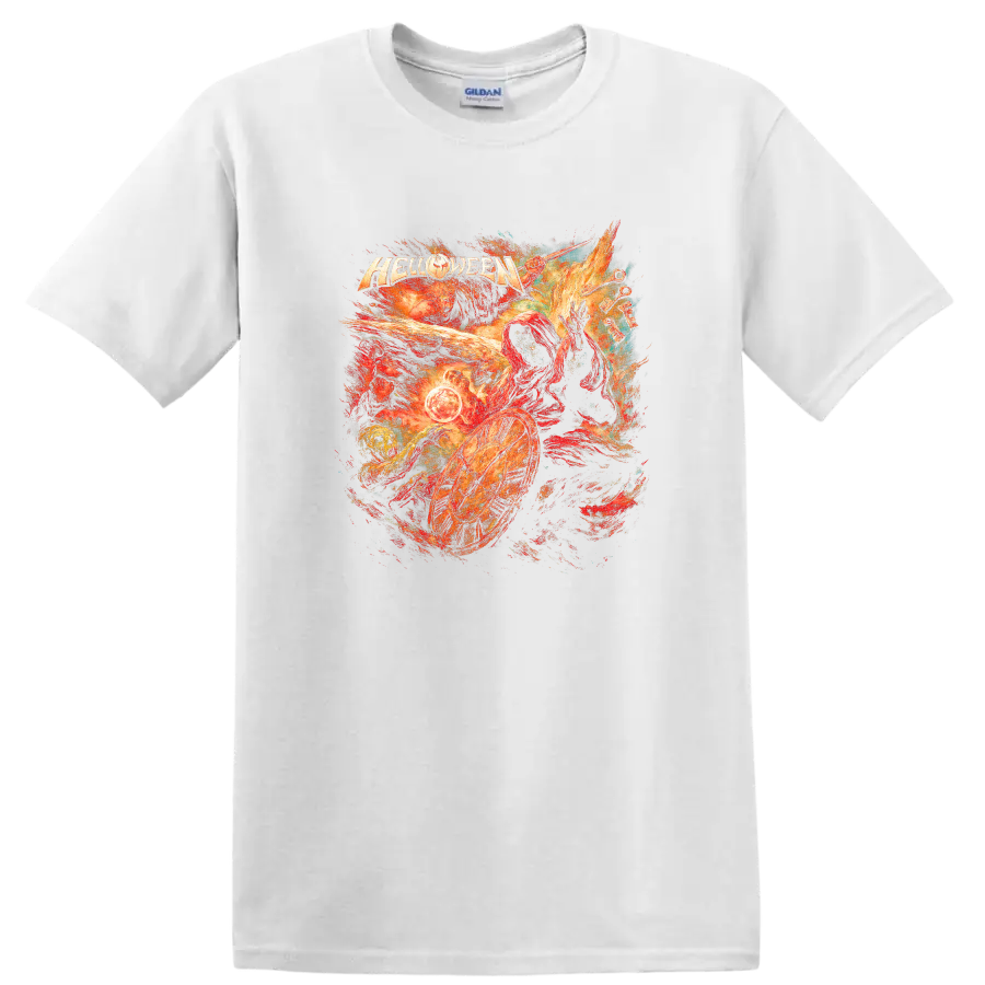 Retro Heavy Metal Helloween Album Cover Legend T Shirt for Rock Fans - White
