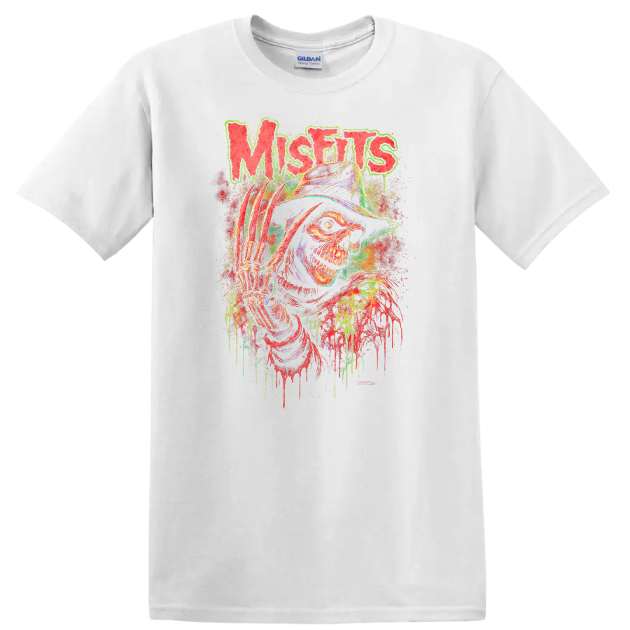 Misfits Retro Heavy Metal Skull T Shirt Neon Album Cover Legend - White