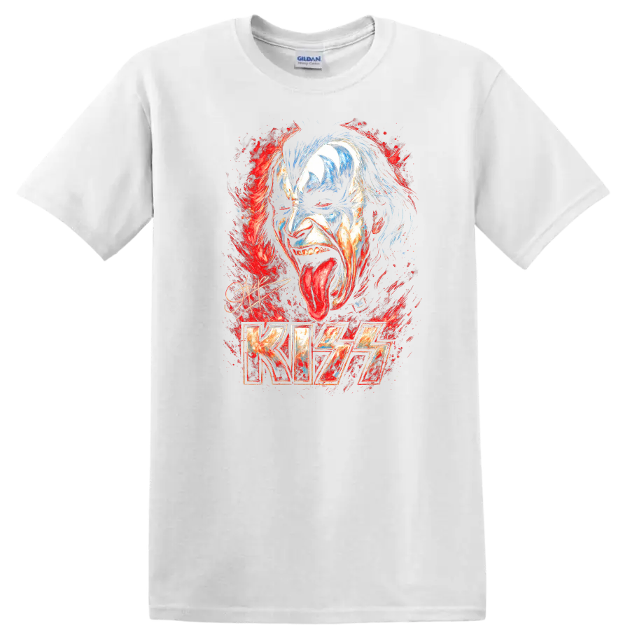 KISS Retro Rock Heavy Metal Face Paint Album Style T Shirt - White