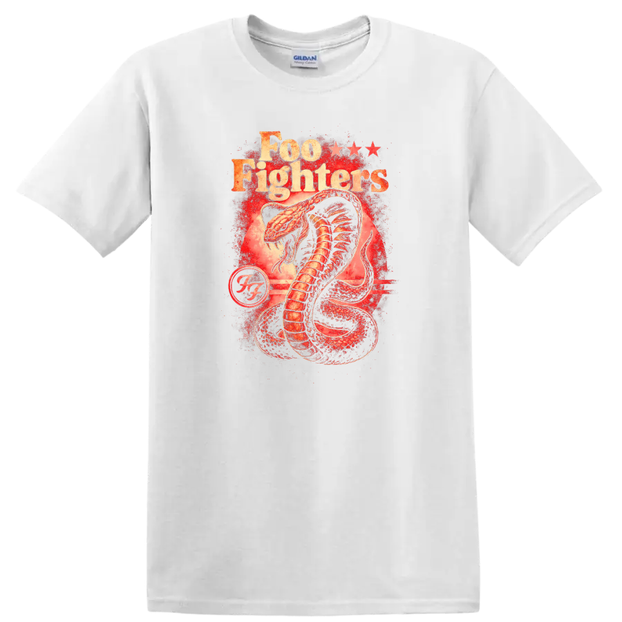 Foo Fighters Retro Heavy Metal Cobra Album Cover Style T Shirt - White