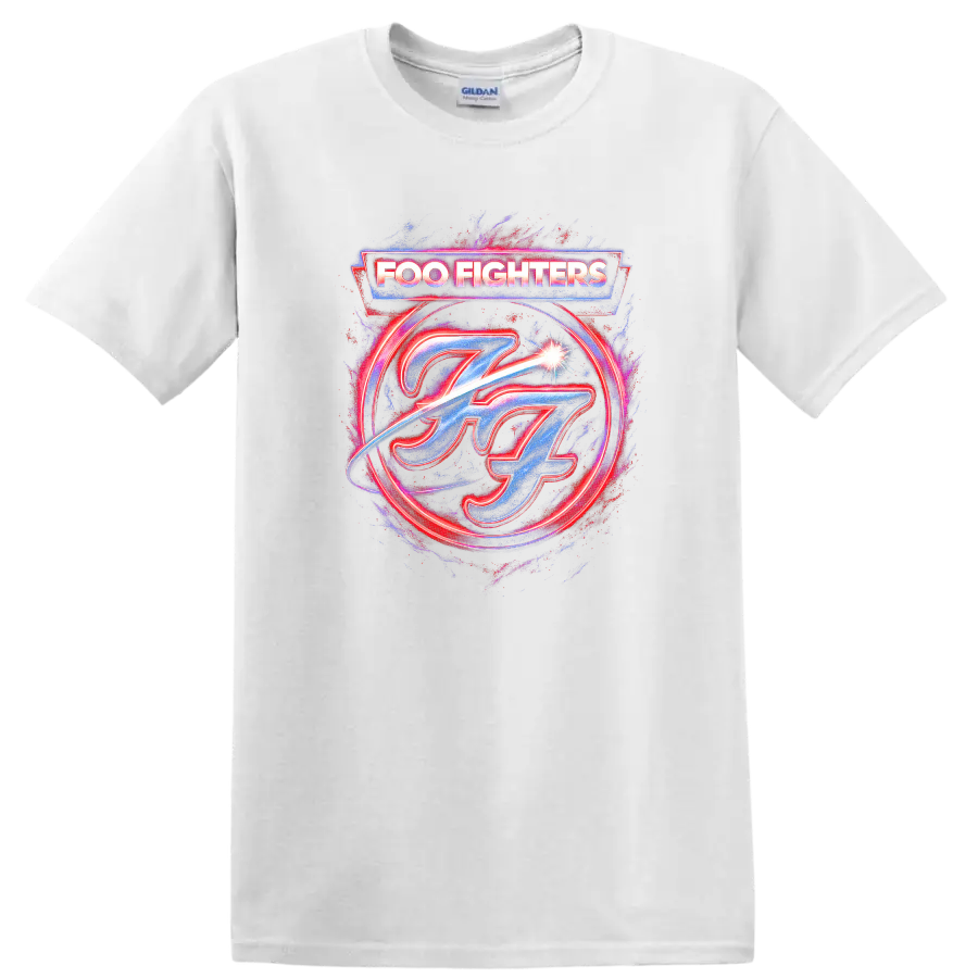 Foo Fighters Retro Heavy Metal Album Cover Style T Shirt - White