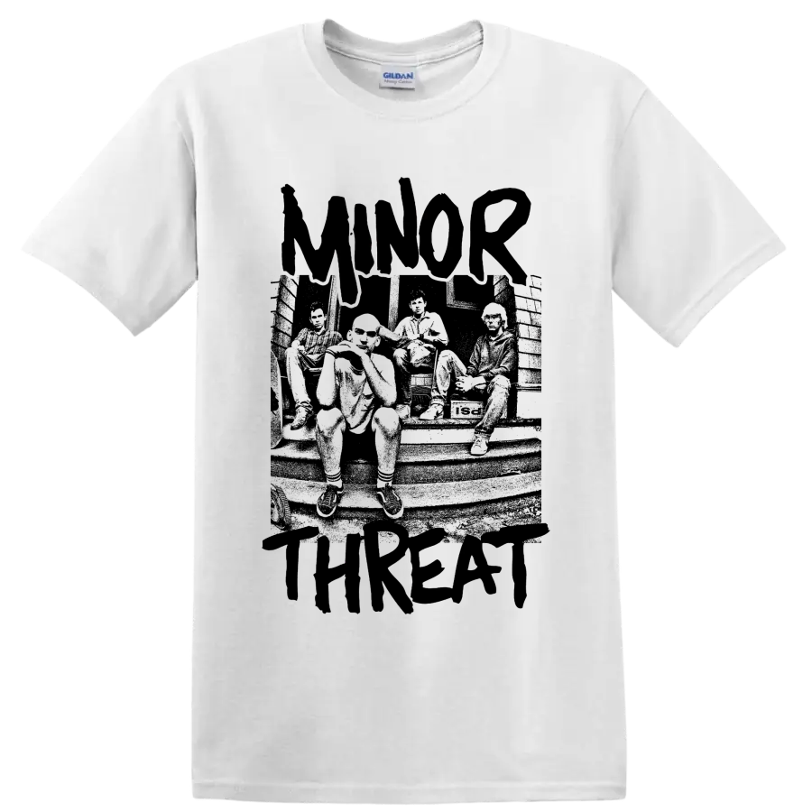 Minor Threat hardcore punk band graphic print on a White T Shirt