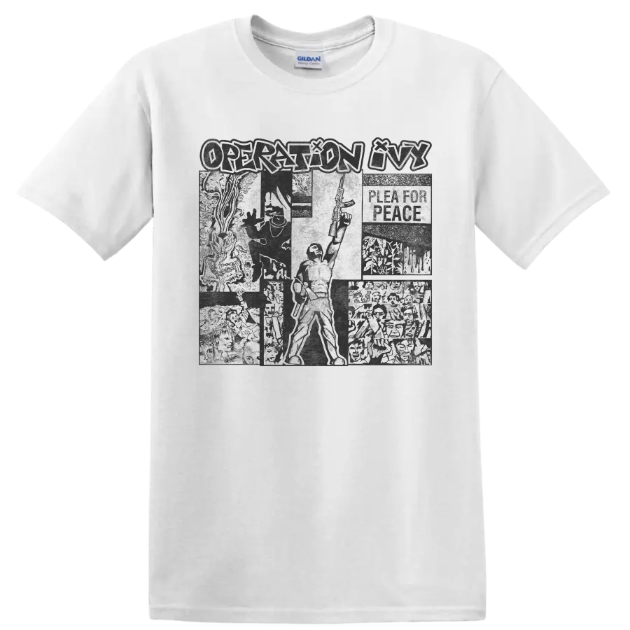Operation Ivy distressed punk rock collage graphic on a White T Shirt